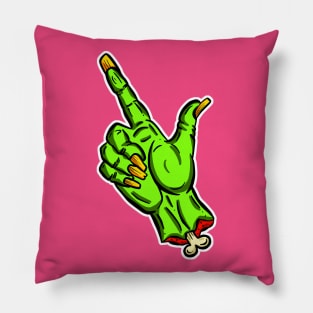 Pick Your Nose Zombie Pointing Finger Green Cartoon Pillow