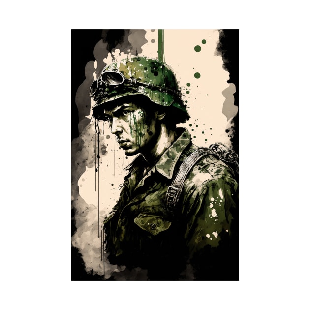 Vietnam Soldier Ink Painting by TortillaChief