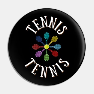 Colorful Tennis Rackets and Ball Pin