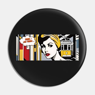 The Art of Trams - American Pop Art Style #002 - Mugs For Transit Lovers Pin