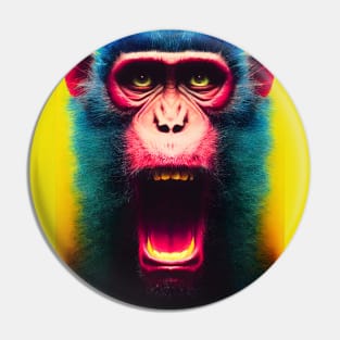 Crazy monkey on yellow background. Pin