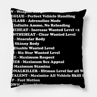 GTA San Andreas Cheat Sheet Pillow