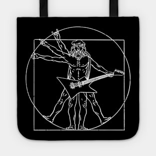 Funny Vitruvian Man Rocking a Guitar // Leonardo da Vinci Tote