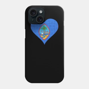 Guamanian Jigsaw Puzzle Heart Design - Gift for Guamanian With Guam Roots Phone Case