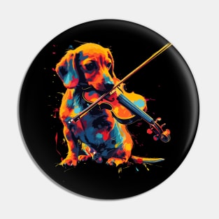 Dachshund Playing Violin Pin