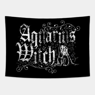 Aquarius Zodiac sign Witch craft vintage distressed Horoscope Tapestry