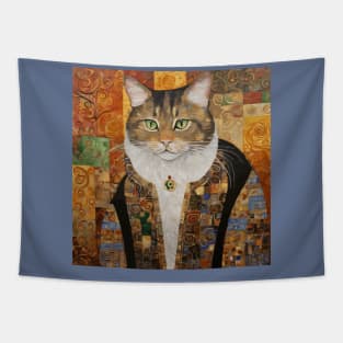 Gustav Klimt Style Tabby Cat with Diplomatic Immunity Tapestry