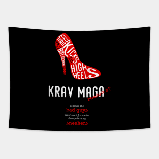 Krav Maga Women's Shirt Heel Kicks in High Heels Tapestry