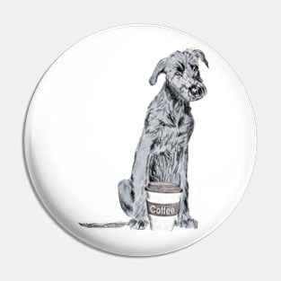 Irish Wolfhound With Coffee Cup Pin