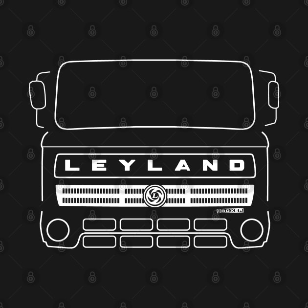 Vintage 1970s Leyland Boxer truck white outline graphic by soitwouldseem