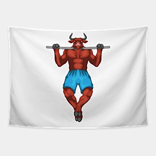 Bull Bodybuilder Pull ups Bodybuilding Tapestry