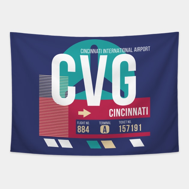 Cincinnati, Ohio (CVG) Airport Code Baggage Tag E Tapestry by SLAG_Creative