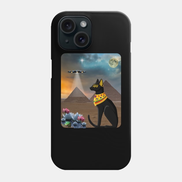 Egyptian Cat Amid the Pyramids in Ancient Egypt Phone Case by Spacetrap