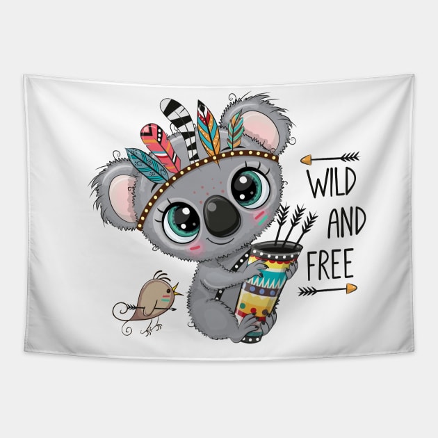 Cute koala with arrows Tapestry by Reginast777