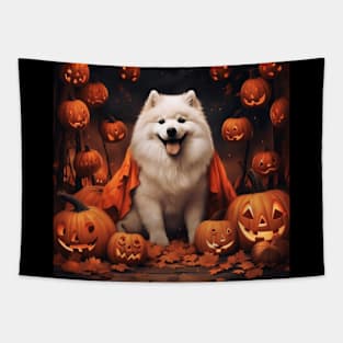 Samoyed pumpkin Halloween Tapestry