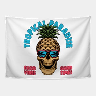 Pineapple Skull Aloha Beaches Hawaiian Summer Tapestry