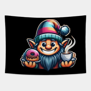 Donut and Coffee Gnome Tapestry