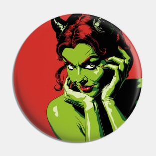 Female Demon Woman Pop Comic Art Illustration Pin