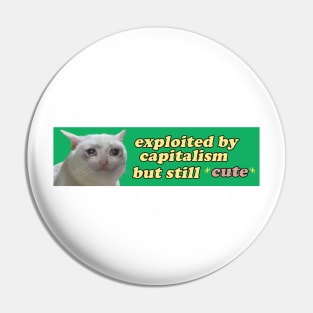 Exploited by Capitalism but Still Cute Bumper Sticker OR Magnet | Gen Z Sticker | Cute Cat Sticker | Sad Crying Cat Sticker | Pin