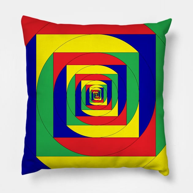 rainbow colored spiral, plus green Pillow by OmarZArtShop