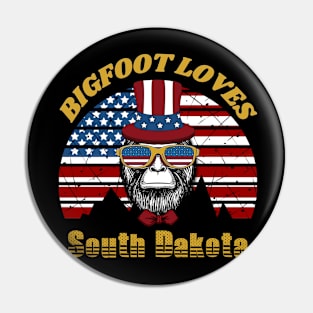 Bigfoot loves America and South Dakota Pin