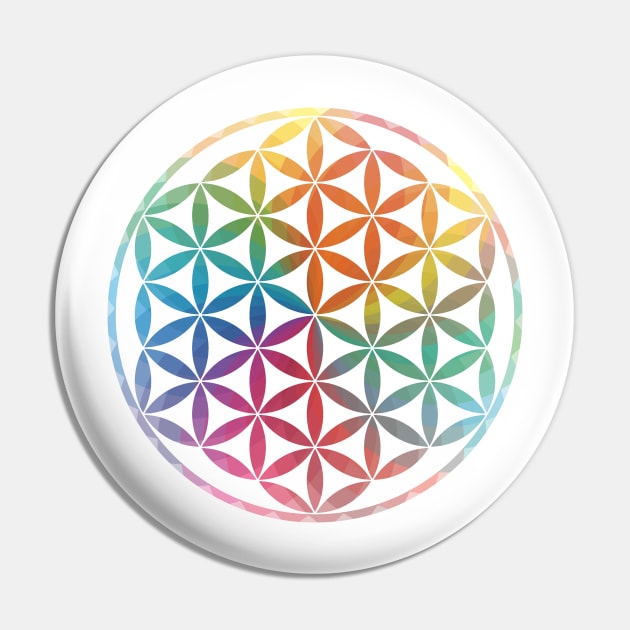 Multi Color Sacred Geometry Flower of Life Pin by Bluepress