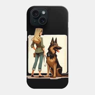 Cartoon woman with German Shepherd Phone Case