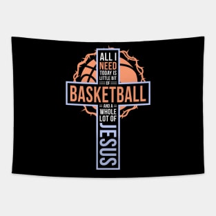 Funny Basketball Jesus Church Sports Kids God court Play Tapestry