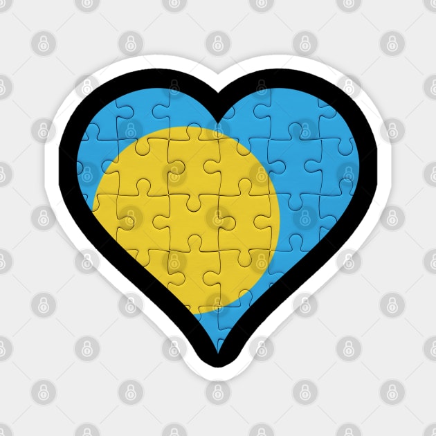 Palauan Jigsaw Puzzle Heart Design - Gift for Palauan With Palau Roots Magnet by Country Flags