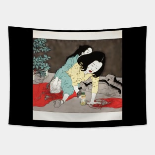 Two asian women in anime style Tapestry