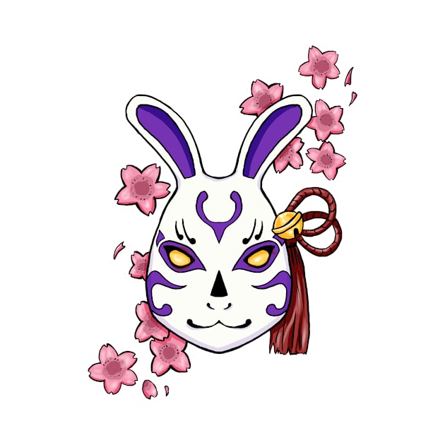 Blossoming Habits: A Cherry Blossom Japanese Mask Purple by alexandre-arts