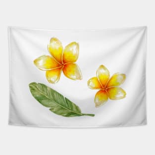 Plumeria flowers and banana leaf Tapestry