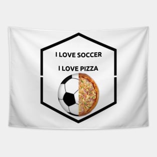 i love pizza i love soccer Funny Tapestry