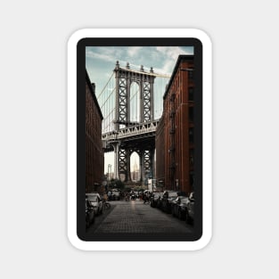 Famous view of the Manhattan Bridge from Washington Street in Dumbo, Brooklyn, New York City, USA Magnet