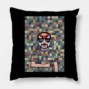 Explore NFT Character - MaleMask Pixel with Chinese Eyes on TeePublic Pillow