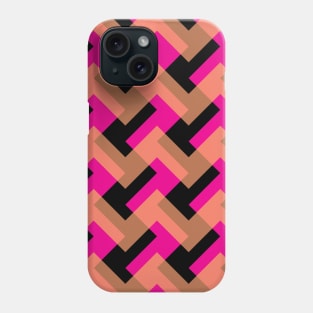 'Zagga' - in Cerise, Salmon Pink and Taupe on a Black base Phone Case