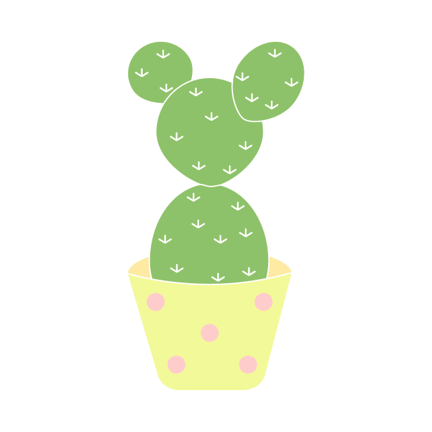 Cute green bunny ears cactus in a yellow pot by Aoxydesign