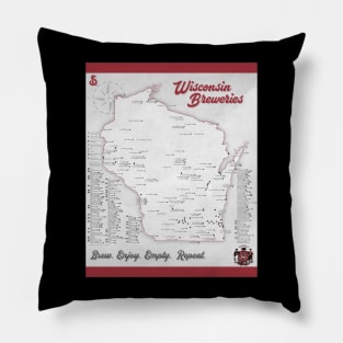 Wisconsin Breweries Map Pillow