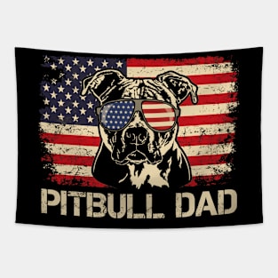 Best Pitbull Dad Ever Shirt American Flag 4th Of July Gift Tapestry