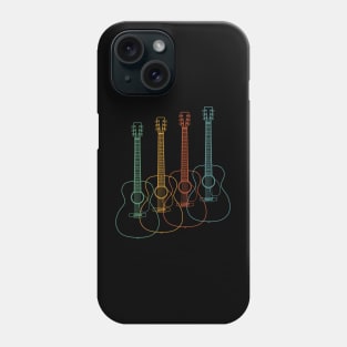 Four Concert Style Acoustic Guitar Outlines Retro Color Phone Case