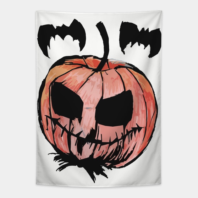 Pumpkin King Black Outline Tapestry by PoesUnderstudy