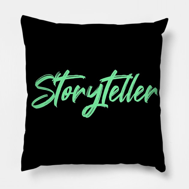 Storyteller (green) Pillow by EpicEndeavours