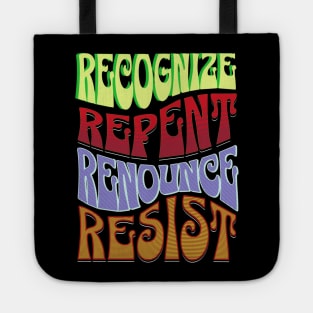 Four R's RECOGNIZE REPENT RENOUNCE RESIST RETRO Tote