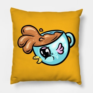Chick Chook Coffee Cup Cartoon Illustration Pillow