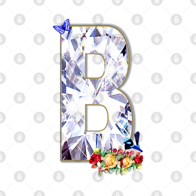 Name Initial Letter B and Fairy Wren Bird by KC Morcom aka KCM Gems n Bling aka KCM Inspirations