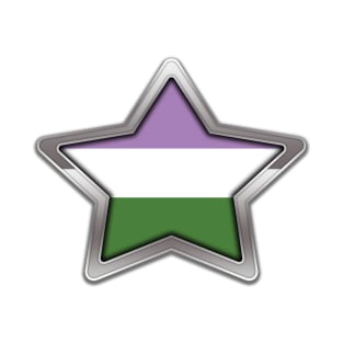 Large Genderqueer Pride Flag Colored Star with Chrome Frame. T-Shirt