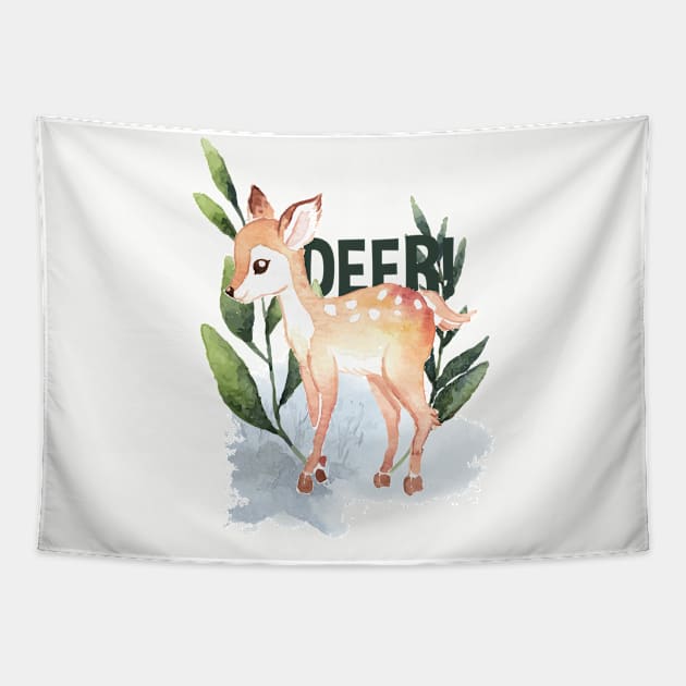 cute deer art Tapestry by Shapwac12