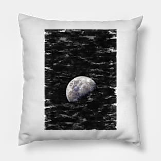 Partial Bright Moon In The Night Sky. For Moon Lovers. Pillow
