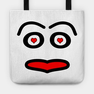 Funny love face - heart - red and black. Tote