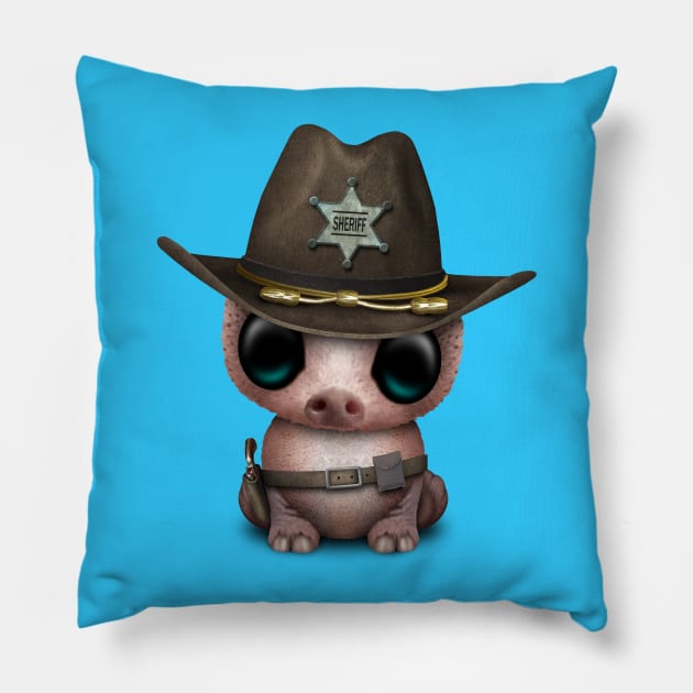 Cute Baby Pig Sheriff Pillow by jeffbartels